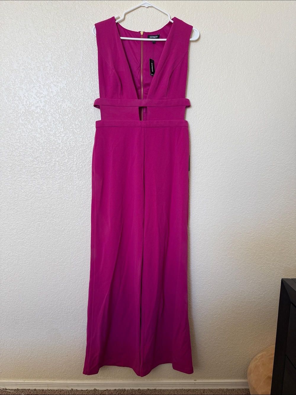 Express Magenta Cutout V-Neck Jumpsuit